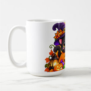 Caneca De Café Gato Preto Fofo Truque ou Tratado Halloween Assust