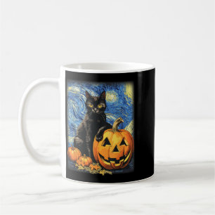 Caneca De Café Gato Preto Halloween Retro Abóbora de Halloween Pr