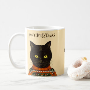 Caneca De Café Gato Preto Irritado e Irritado do Natal Personaliz