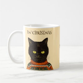 Caneca De Café Gato Preto Irritado e Irritado do Natal Personaliz