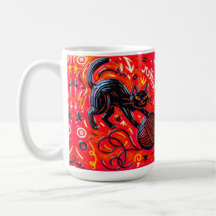 Caneca De Café Gato Preto Laranja