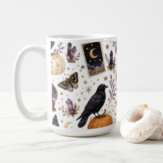 Caneca De Café Gato Preto Místico Halloween Tarot Celestial
