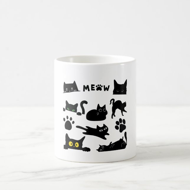 Caneca De Café gato preto parece assustador, mas adorável (Centro)