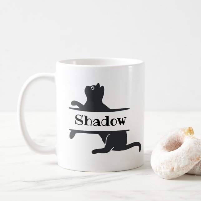 Caneca De Café Gato Preto Personalizado (Com Donut)
