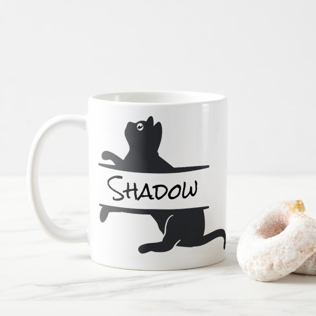 Caneca De Café Gato Preto Personalizado (Com Donut)