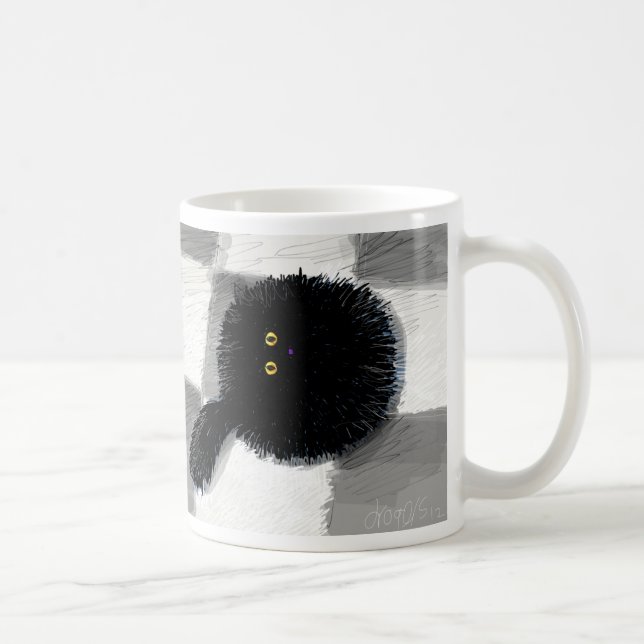 Caneca De Café Gato preto que olha acima (Direita)