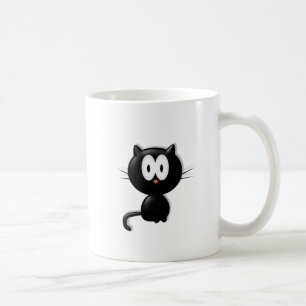 Caneca De Café Gato Preto sobre fundo branco