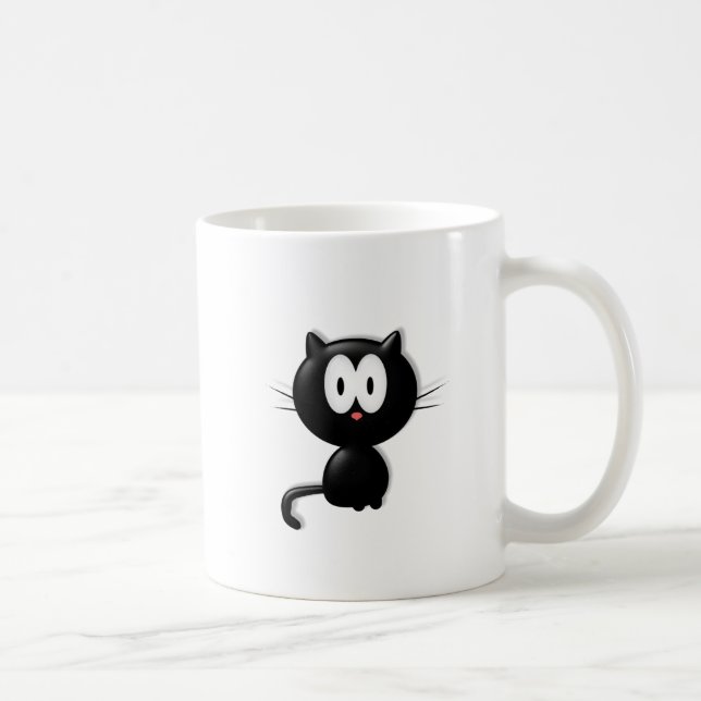 Caneca De Café Gato Preto sobre fundo branco (Direita)