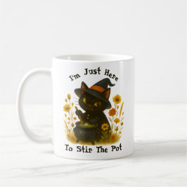 Caneca De Café Gato Preto Testemunha "Estou Apenas Aqui para Mexe
