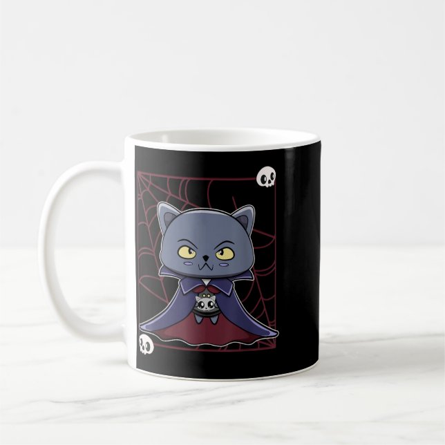 Caneca De Café Gato Preto Vampiro Drácula e Item de Monstro Para (Esquerda)