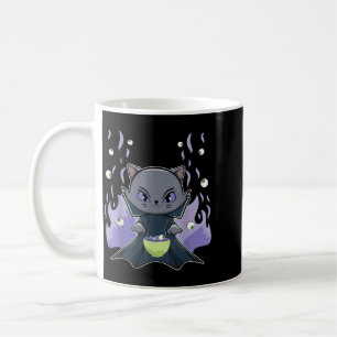 Caneca De Café Gato Preto Vampiro Drácula E Ramen Para o Hallowee