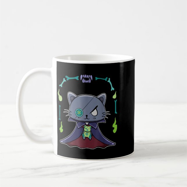 Caneca De Café Gato Preto Vampiro Drácula E Urso De Pelúcia Para (Esquerda)