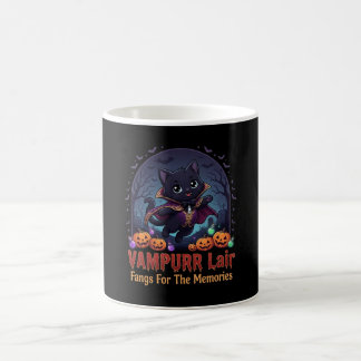 Caneca De Café Gato Preto Vampiro Fofo de Halloween