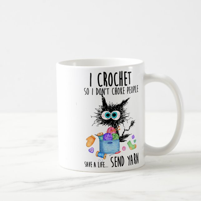 Caneca De Café Gato que eu crochê para não estrangular as pessoas (Direita)