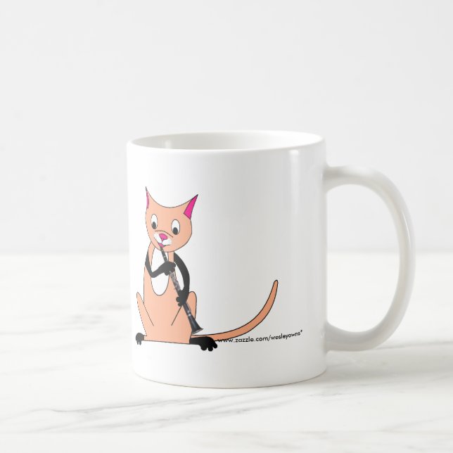 Caneca De Café Gato que joga o clarinete (Direita)