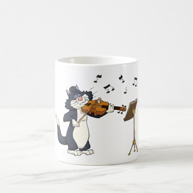 Caneca De Café Gato que joga o violino (Centro)