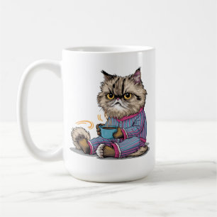 Caneca De Café Gato rabugento de pijama com café