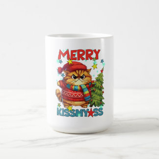 Caneca De Café Gato rabugento mija beija natal alegre