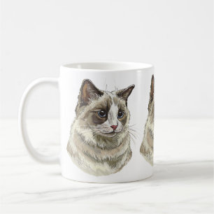 Caneca De Café Gato Ragdoll de desenho manual