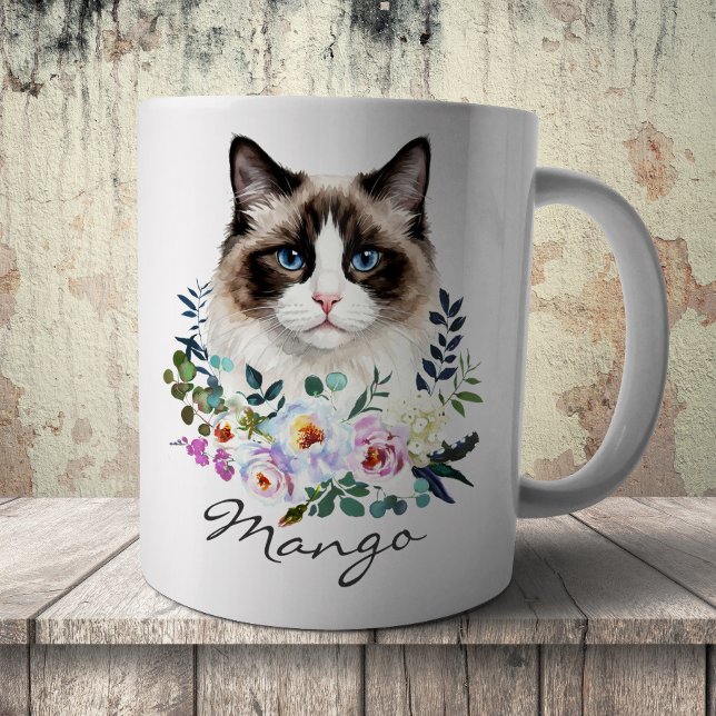 Caneca De Café Gato Ragdoll em Aquarela (Criador carregado)