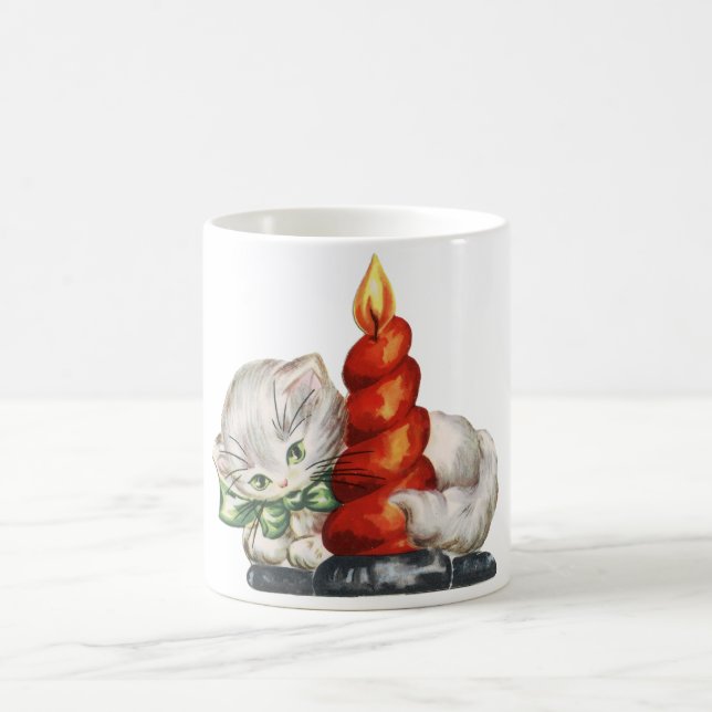 Caneca De Café Gato retro do Natal (Centro)