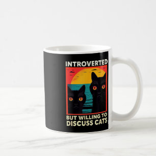 Caneca De Café Gato Retro Engraçado Introvertido Mas Disposto a D