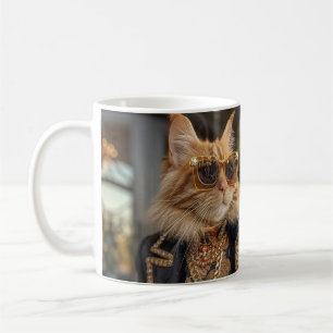Caneca De Café Gato rico parado em frente a uma mansão