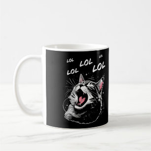 Caneca De Café Gato Rindo LOL