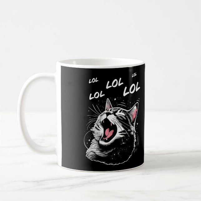 Caneca De Café Gato Rindo LOL (Esquerda)