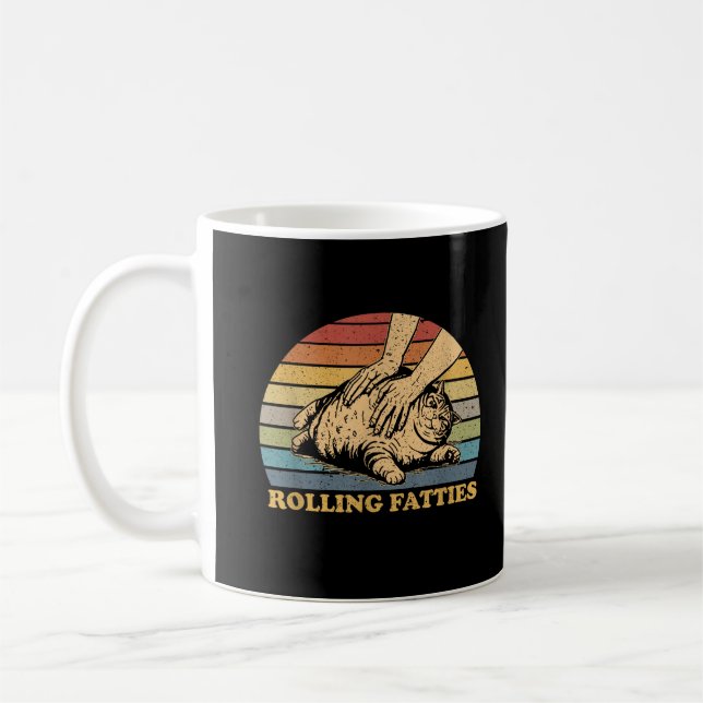 Caneca De Café Gato Rolando Bolas Gordas Engraçado (Esquerda)