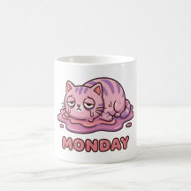 Caneca de Café Gato Rosa Derretimento de Segunda D