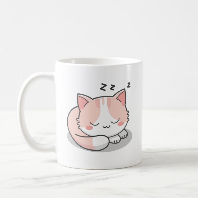 Caneca De Café Gato Rosa Dormindo (Esquerda)