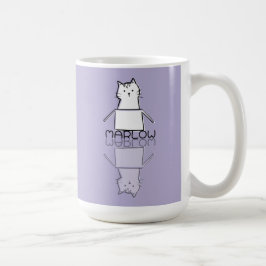Caneca De Café Gato Roxo Fofo Reflexo Doodle Nome Personalizado