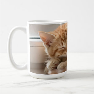 Caneca De Café Gato Ruivo Aconchegante Dormindo ao Sol