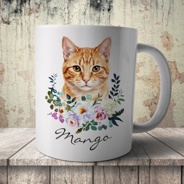Caneca De Café Gato Ruivo em Aquarela (Criador carregado)