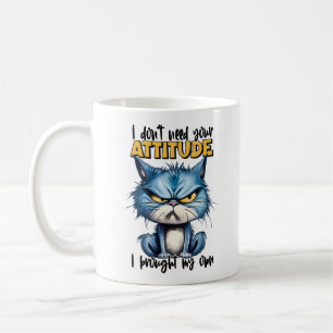 Caneca De Café Gato Rumpy Attituto Funny Animal Sarcastic Dizendo