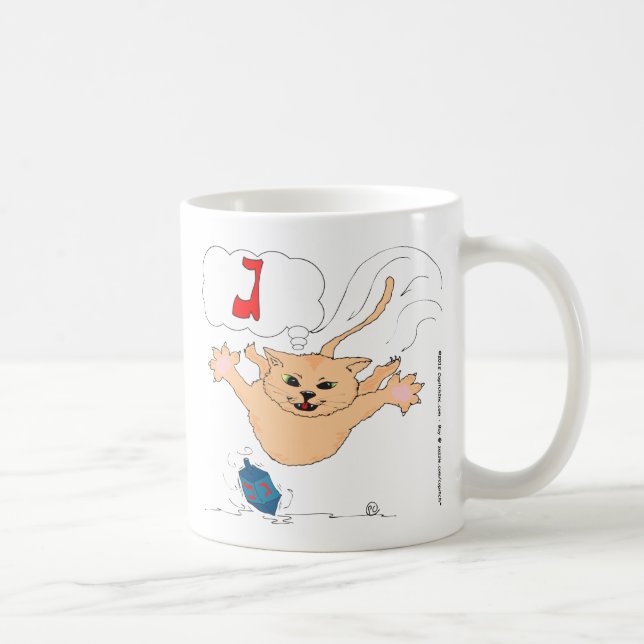 Caneca De Café gato s10 que ataca em Hanukkah Dradle (gimel) (Direita)
