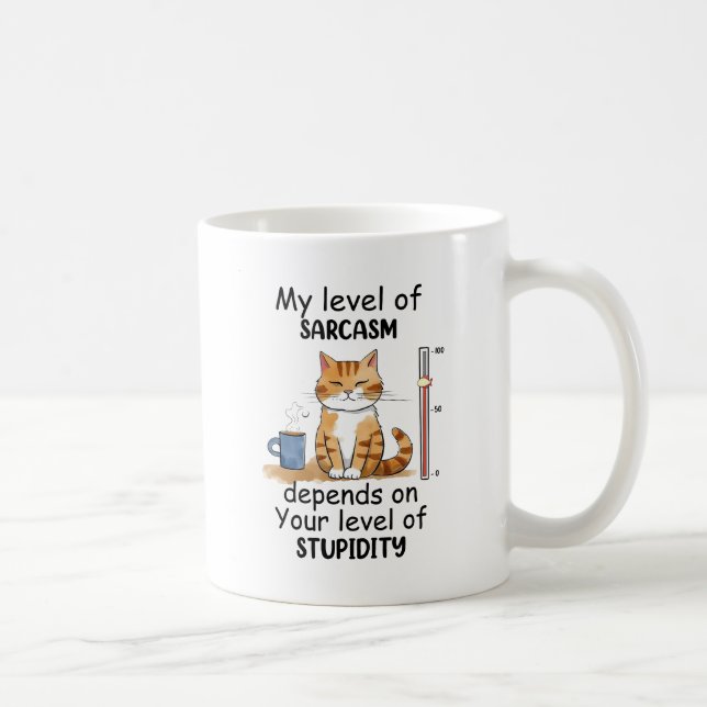 Caneca De Café Gato Sarcástico - Arte Laranja Engraçada (Direita)