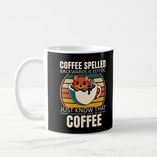 Caneca De Café Gato Sarcástico Café Lover Barista Viciado em Cafe (Esquerda)
