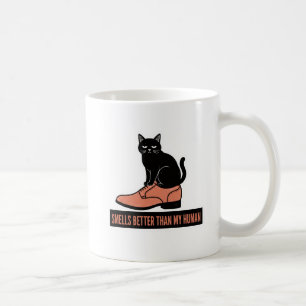 Caneca De Café Gato Sarcástico em Sapato Meme de Linocut