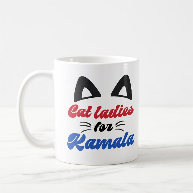 Caneca De Café Gato Senhoras para Kamala Harris (Esquerda)