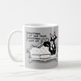 Caneca De Café Gato sentado e talvez pensando Mug