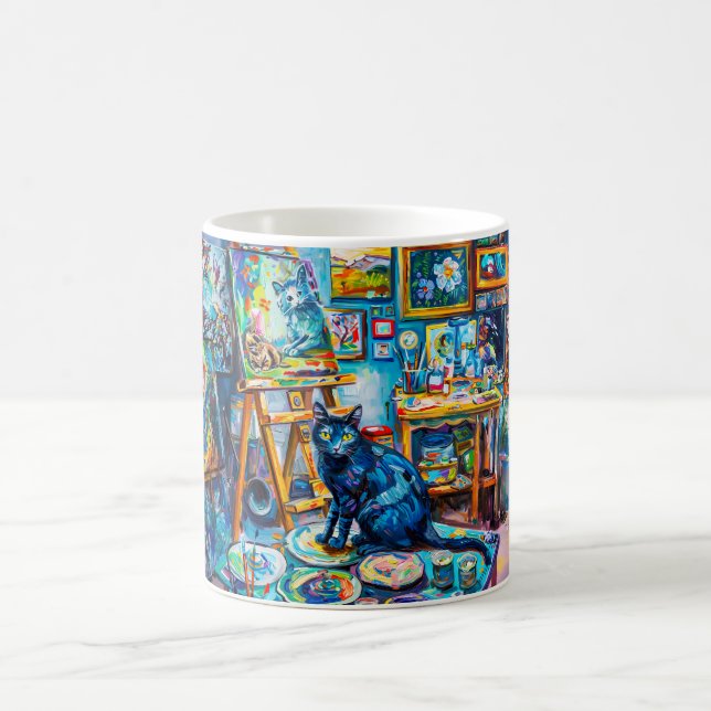 Caneca De Café Gato sentado no estúdio do pintor (Centro)