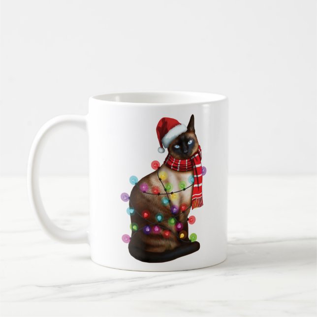 Caneca De Café Gato Siamês Bonito De Feriado De Natal Engraçado,  (Esquerda)