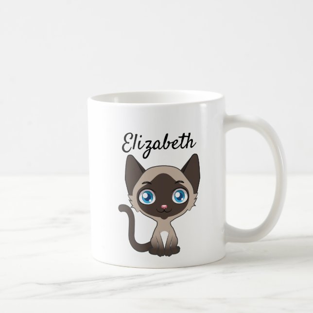 Caneca De Café Gato siamês de desenho animado fofo (Direita)