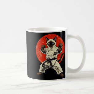 Caneca De Café Gato Siamês de Karatê Artes Marciais Retro Japonês