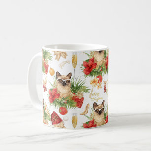 Caneca De Café Gato Siames Natal tema Califórnia