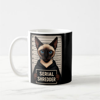 Caneca De Café Gato Siames Serial Shredder Foto Engraçado Animal