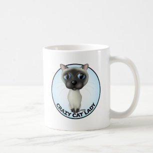 Caneca De Café Gato Siamese - senhora louca do gato