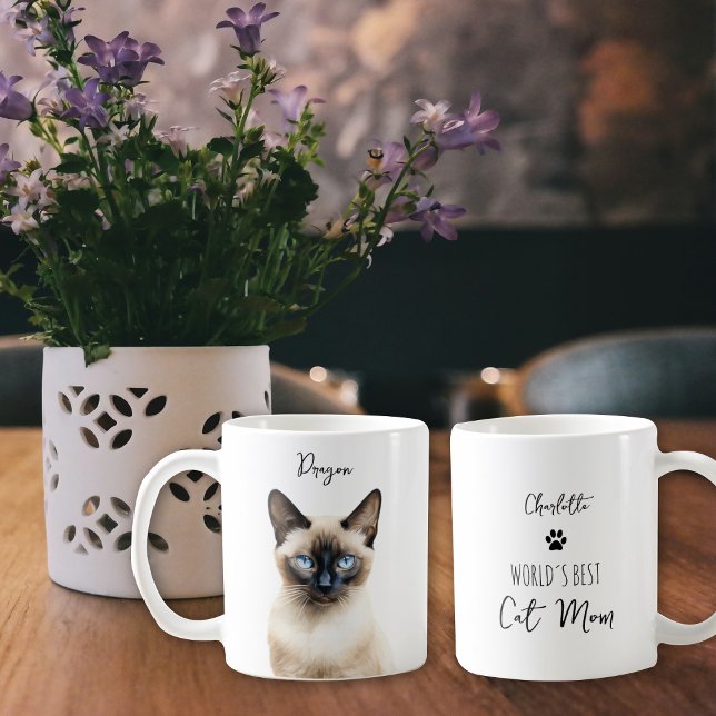 Caneca De Café Gato Simã Bonito Personalizado Melhor Mãe/Pai (Criador carregado)